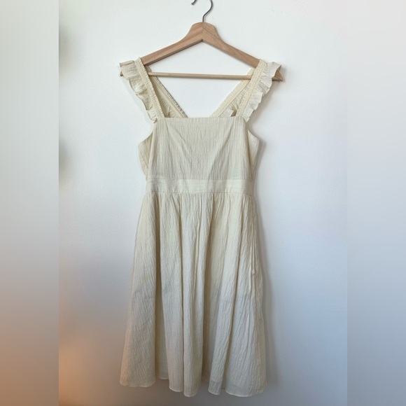 Madewell Cream Ruffle Mini Apron Dress - Picture 5 of 5